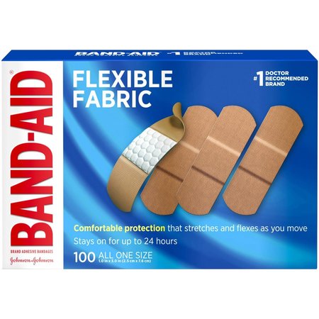 Band-Aid Flexible Fabric Adhesive Bandages, 1 in x 3 in, Box of 100 4444