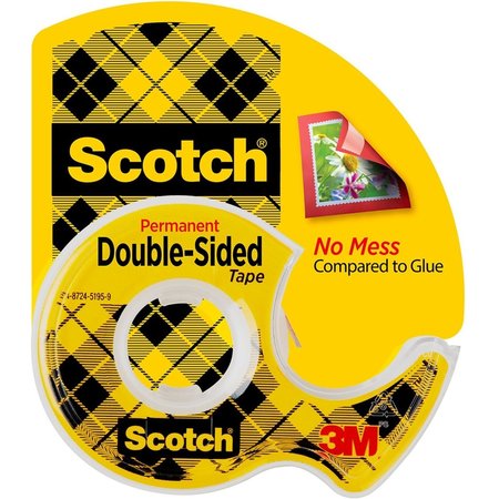 SCOTCH Double Sided Tape, Permanent, 1/2x450 in., Length: 450" 137