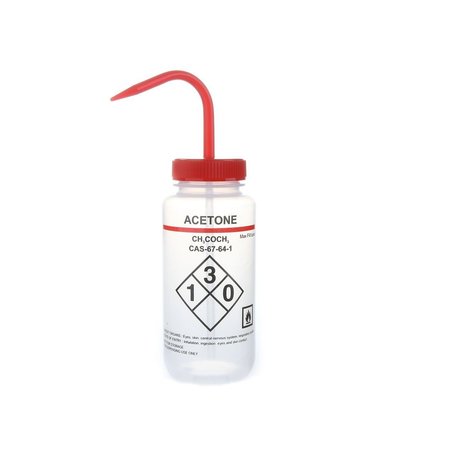 HEATHROW SCIENTIFIC Wash Bottle, Safety Label, Clr/Red, PK6 HS120250