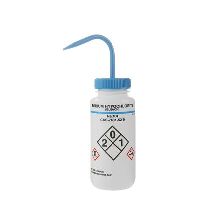 HEATHROW SCIENTIFIC Wash Bottle, Safety Labeled, Wht/Blue, PK6 HS120255
