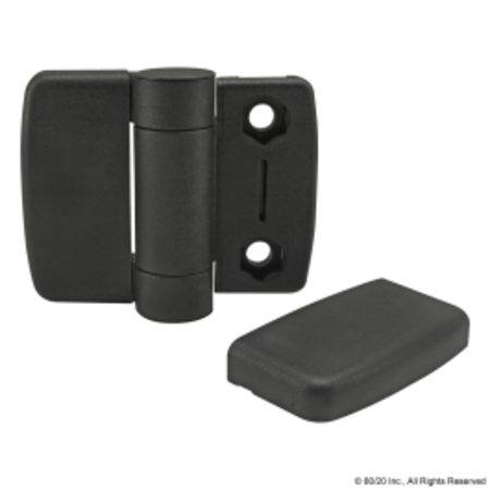 80/20 Standard Hinge W/Cover Caps Nylon Blk 12165