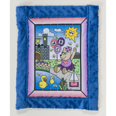 PEARL Toddler Quilt Kit, Girl Bear W/ Blue Minkee Back 1234-8