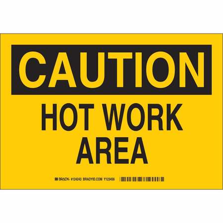 BRADY Caution Sign, 10 in H, 14 in W, Polyester, Rectangle, English, 124246 124246