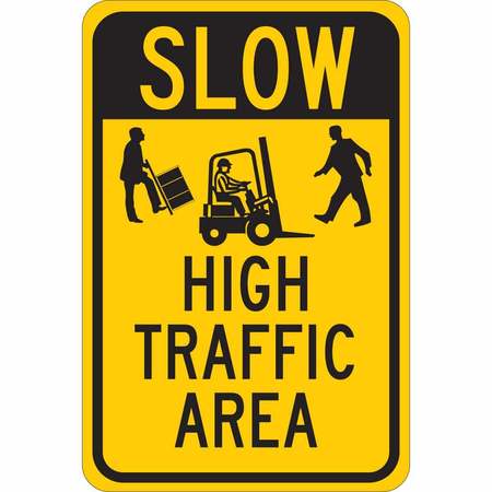BRADY Traffic Sign, 18 in H, 12 in W, Aluminum, Rectangle, English, 124422 124422