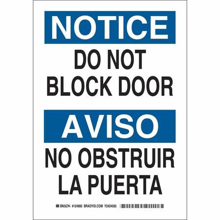 BRADY Bilingual Safety Sign, 10" Height, 7" Width, Plastic, Rectangle, English, Spanish 124984