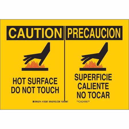 BRADY Safety Sign, 7 in H, 10 in W, Aluminum, Rectangle, English, Spanish, 125385 125385