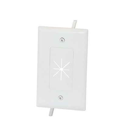 MONOPRICE Cable Plate with Flexible Opening, Number of Gangs: 1 ABS Plastic, White 12584