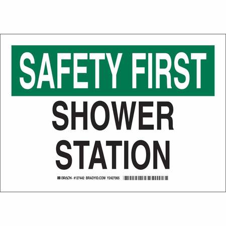 BRADY Sign, Safety Shower, 7"X10", Polyester, 127442 127442