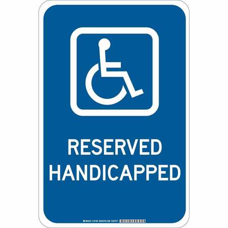 BRADY Handicap Parking Sign, 18"H, 12"W, Plastic, 127453 127453