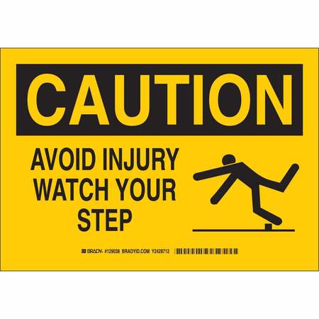 BRADY Caution Sign, 10" H, 14" W, Aluminum, Rectangle, English, 129039 129039