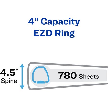 Avery Binder, Durable View, EZD Rings, 4", White 09801