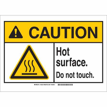 BRADY Caution Sign, 7 in H, 10 in W, Plastic, Rectangle, English, 143819 143819