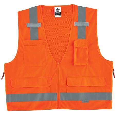 ERGODYNE Orange Type R Class 2 Surveyors Vest, S/ 8250Z