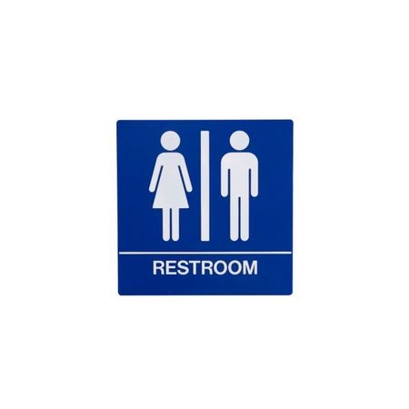 TRIMCO Blue ADA Square Unisex Restroom Sign with Braille Blue 509.BLUE