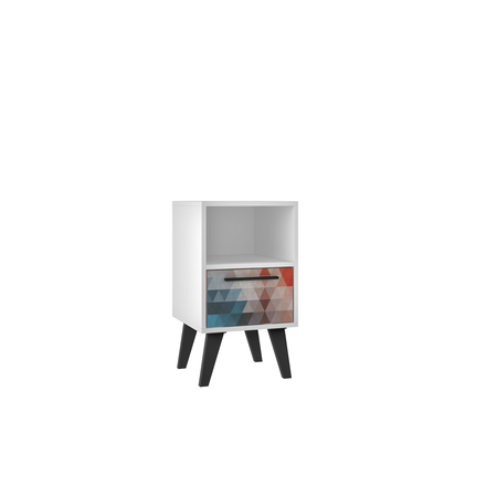 MANHATTAN COMFORT Amsterdam Nightstand 1.0 with 1 Shelf in Red and Blue 146AMC183