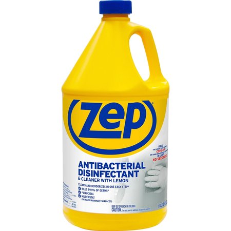 Zep Antibacterial Disinfectant, 1 gal. Jug, Lemon, Clear, 4 PK ZUBAC128