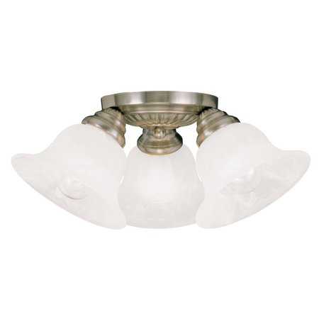 LIVEX LIGHTING Edgemont 3 Light Antique Brass Ceiling Mount 1529-01