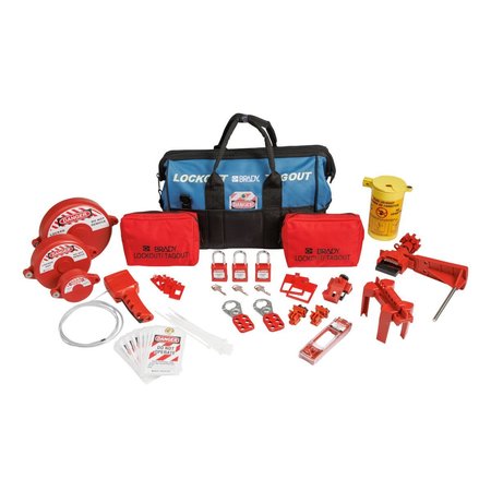 BRADY Lockout Kit, 9 Lockouts, 10 Tags, Blue 153672