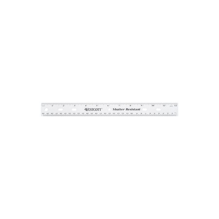 WESTCOTT Rulers, OPP 12" Shatterproof Ruler 15956