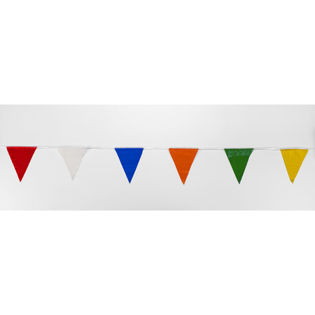 MUTUAL INDUSTRIES Multi Pennant Banner Flags, 100 ft., 17 Inch Height, 4 Inch Width 15991-100