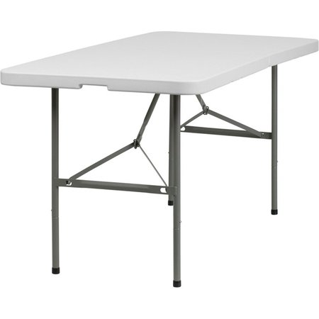 Flash Furniture Rectangle Wh 30X60 Plastic Bi-Fold Table, 30" W, 60" L, 29" H, Plastic Top, White DAD-YCZ-152Z-GG