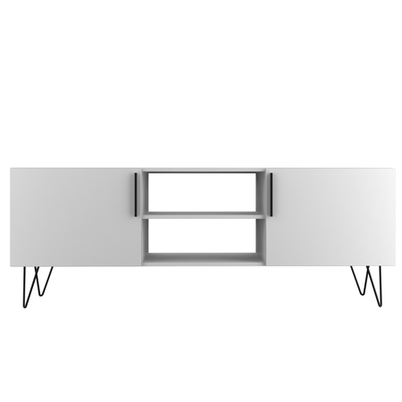 Manhattan Comfort Nolita 63" TV Stand with 6 Shelves in White 167AMC198