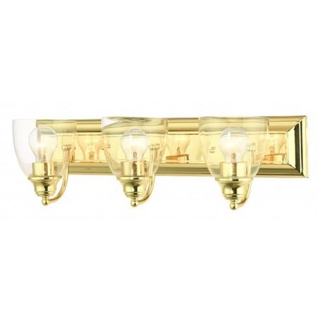 LIVEX LIGHTING Polished Brass Vanity Sconce, 3 Light 17073-02