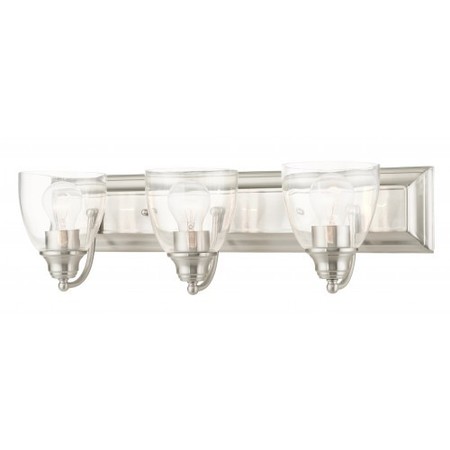 LIVEX LIGHTING Brushed Nickel Vanity Sconce, 3 Light 17073-91