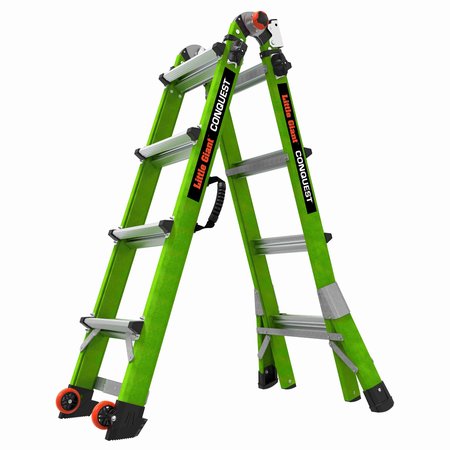 CONQUEST 2.0 Lightweight Ladder, 217 in, Fiberglass, 300 lb Load Capacity 17117-001