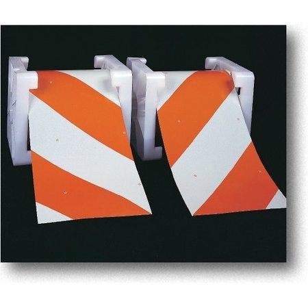 MUTUAL INDUSTRIES Super Engineering Grade Reflective Barri, Plastic, 6 in H, 8 in L, 8 in W, orange/white 17795-0-6000