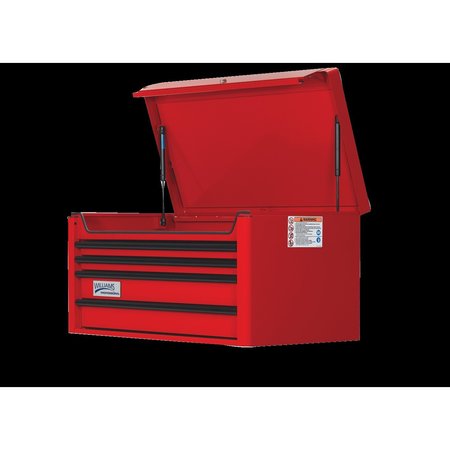WILLIAMS Rolling Cabinet, 4 Drawer, Red, Steel, 40 in W x 20 in D x 19-1/2 in H W40TC4