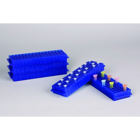 BEL-ART Microcentrifuge Tube-PCR Rack, Reversible, Blue, 80-well F18845-0003