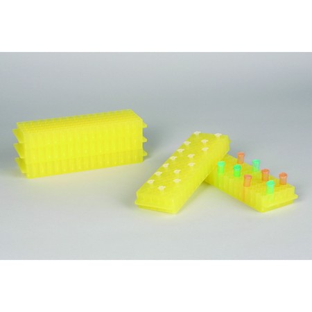BEL-ART Microcentrifuge Tube-PCR Rack, Reversible, Yellow, 80-well F18845-0007