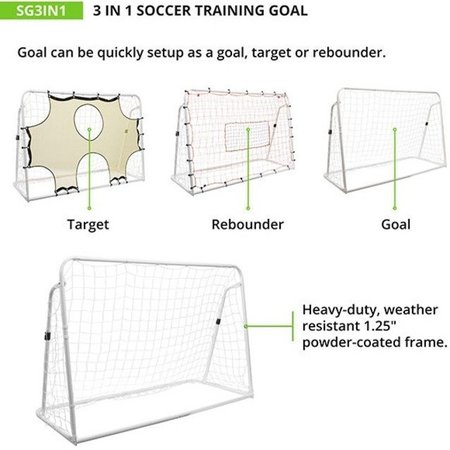 Champion Sports Soccer Goal Set, 3 in 1 Trainer, 6x3x4ft SG3IN1