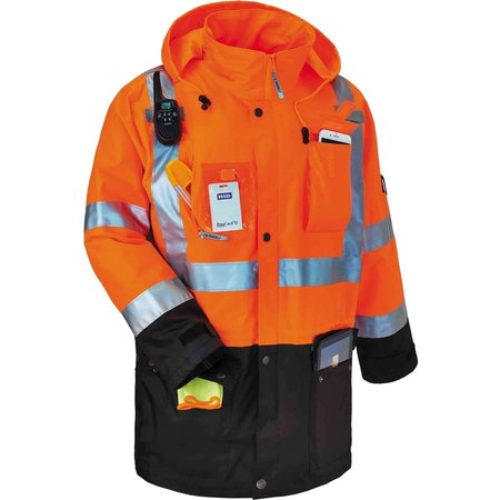 Glowear By Ergodyne Outer Shell Hi-Vis Jacket, Orange, Small 8386