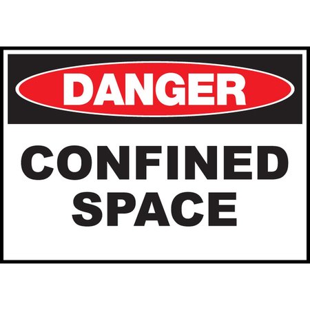 ZING Sign, Danger Confined Space, 7x10, Adhesive 1977S