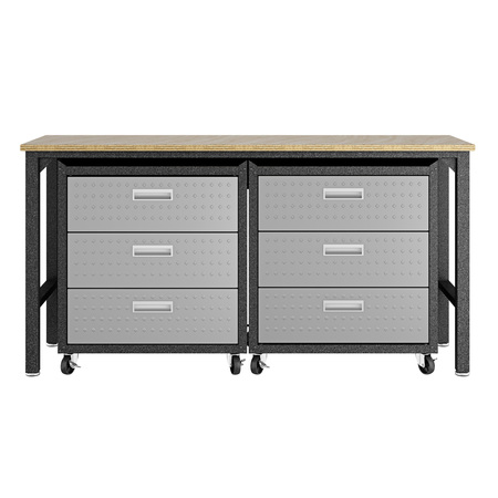 MANHATTAN COMFORT Fortress 6.0 Mobile Garage Cabinet, Gray, Steel 19GMC