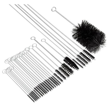BRUSH RESEARCH MANUFACTURING 1EK- 29 Piece Nylon Twisted Wire Oil Line/Gallery Tube Brush Kit With Ring Handles 1EK