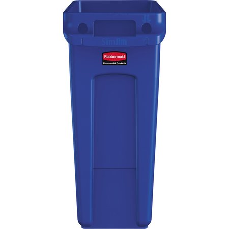 Rubbermaid Commercial 16 gal Rectangular Trash Can, Blue, 11 in Dia, Open Top, High Quality Resin Blend 1971257