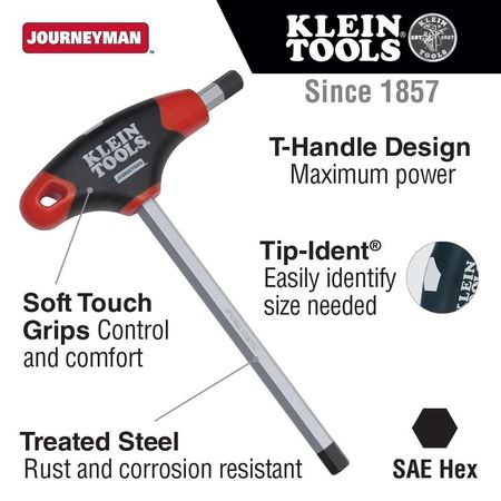 Klein Tools SAE T-Handle Hex Key, 3/16" Tip Size JTH4E11
