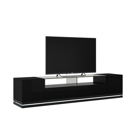 Manhattan Comfort Vanderbilt TV Stand and Cabrini 2.2 Floating Wall TV Panel, Black Matte 2-1755382353