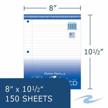 Roaring Spring Pallet of Looseleaf Filler Paper, 8" x 10.5", 150 Sheets of White Paper, 3-Hole Punched, wide Ruled 20050PL