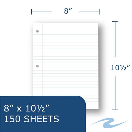 Roaring Spring Pallet of Looseleaf Filler Paper, 8" x 10.5", 150 Sheets of White Paper, 3-Hole Punched, wide Ruled 20050PL