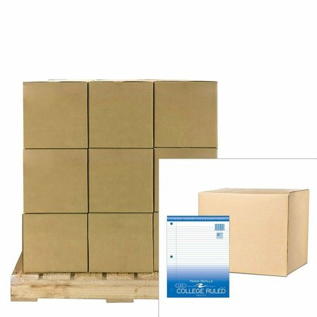 ROARING SPRING Pallet of Looseleaf Filler Paper, 8"x10.5", 150 Sheets of White Paper, 3-Hole Punched, College Ruled 20051PL
