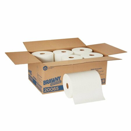 GEORGIA-PACIFIC Dry Wipe Roll, D400, Continuous Roll, Double Recreped DRC, 10 in Wide 250 Ft Length, White, 6 Pack 20065