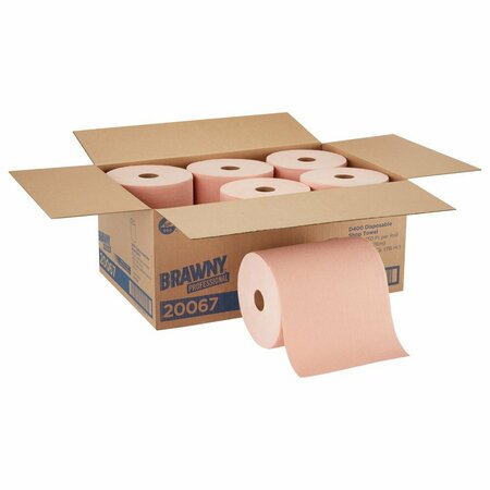 GEORGIA-PACIFIC Dry Wipe Roll, Super Heavy Absorbency, 250 ft Continuous Roll, Double Recreped (DRC), Orange, 6 Pack 20067