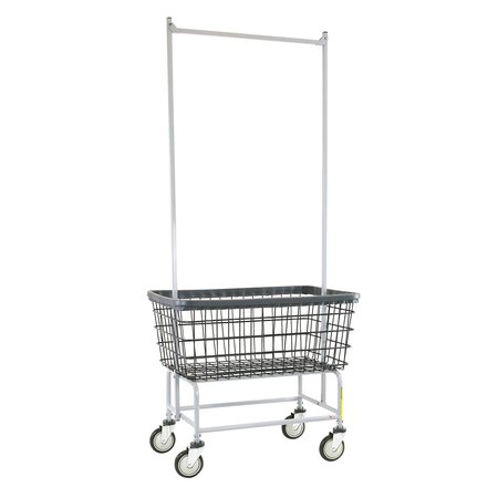 R&B Wire Products Wire Utility Cart with Double Pole Rack, 4.5 Bushel, Dura-Seven™ Anti-Rust Coating 200F56/D7