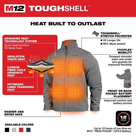 Milwaukee Tool M12 Heated TOUGHSHELL Jacket Kit - Gray, Small 204G-21S