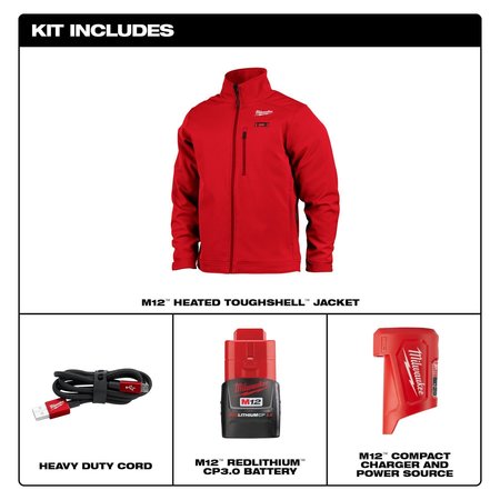 Milwaukee Tool M12 Heated TOUGHSHELL Jacket Kit - Red, Large 204R-21L