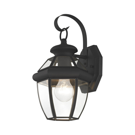 LIVEX LIGHTING Monterey 1 Light Black Outdoor Wall Lantern 2051-04